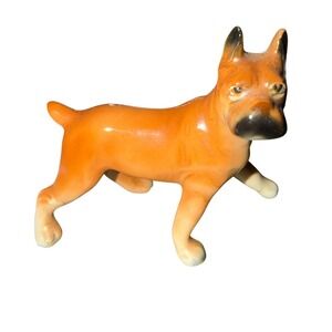 Relco Boxer Dog Figurine Vintage Japan Ceramic Tan Brown‎ Excellent Small
